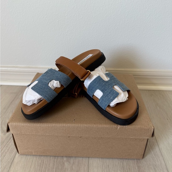 Steve Madden Blue and Brown H-Strap Sandals - Picture 6 of 7